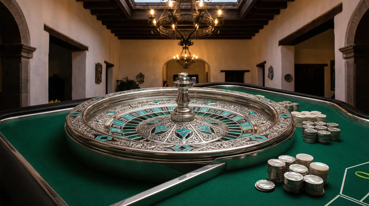 Ruleta europea con decoración de plata de Taxco